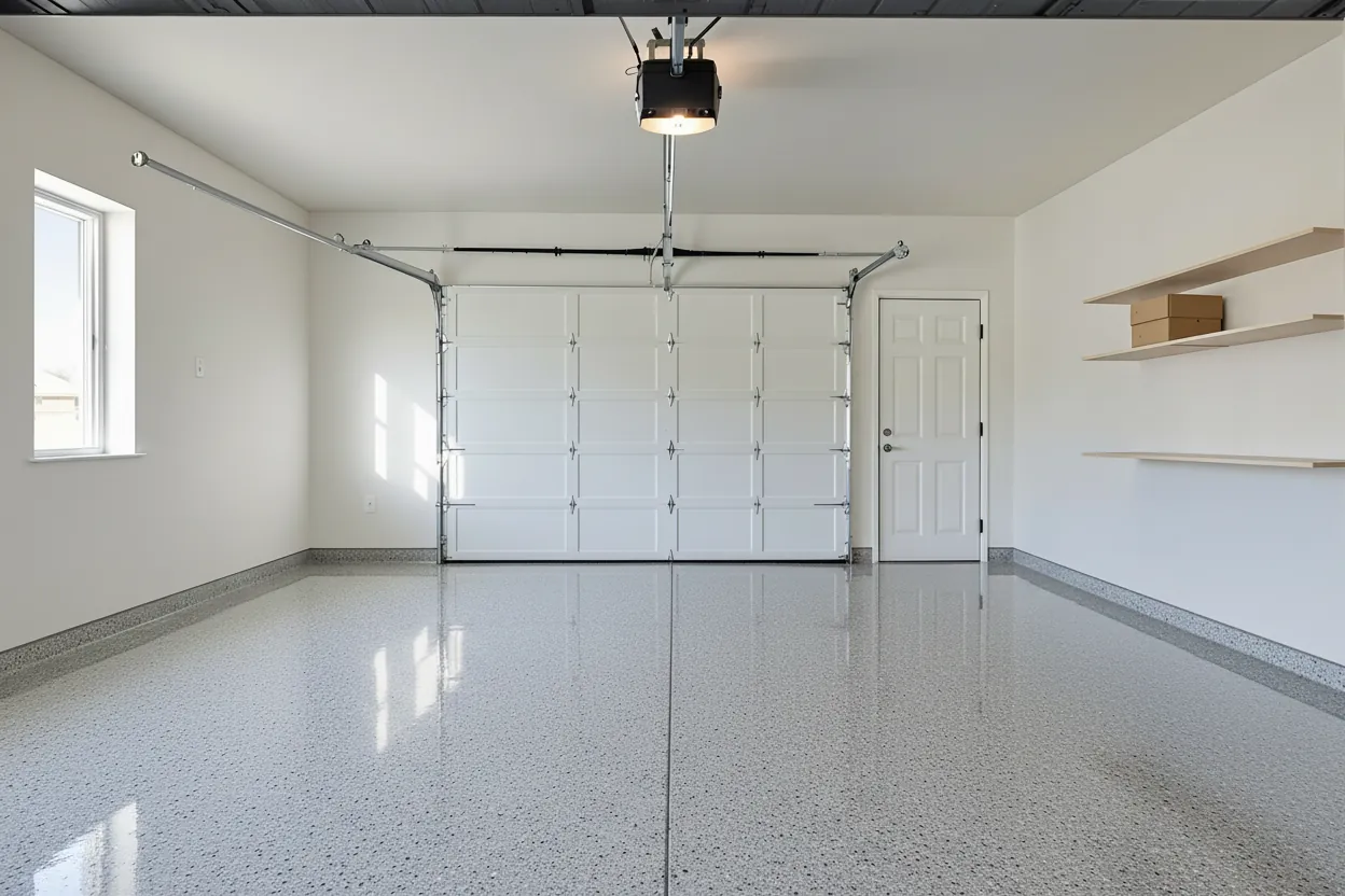 Garage floor visualizer, gray flake finish