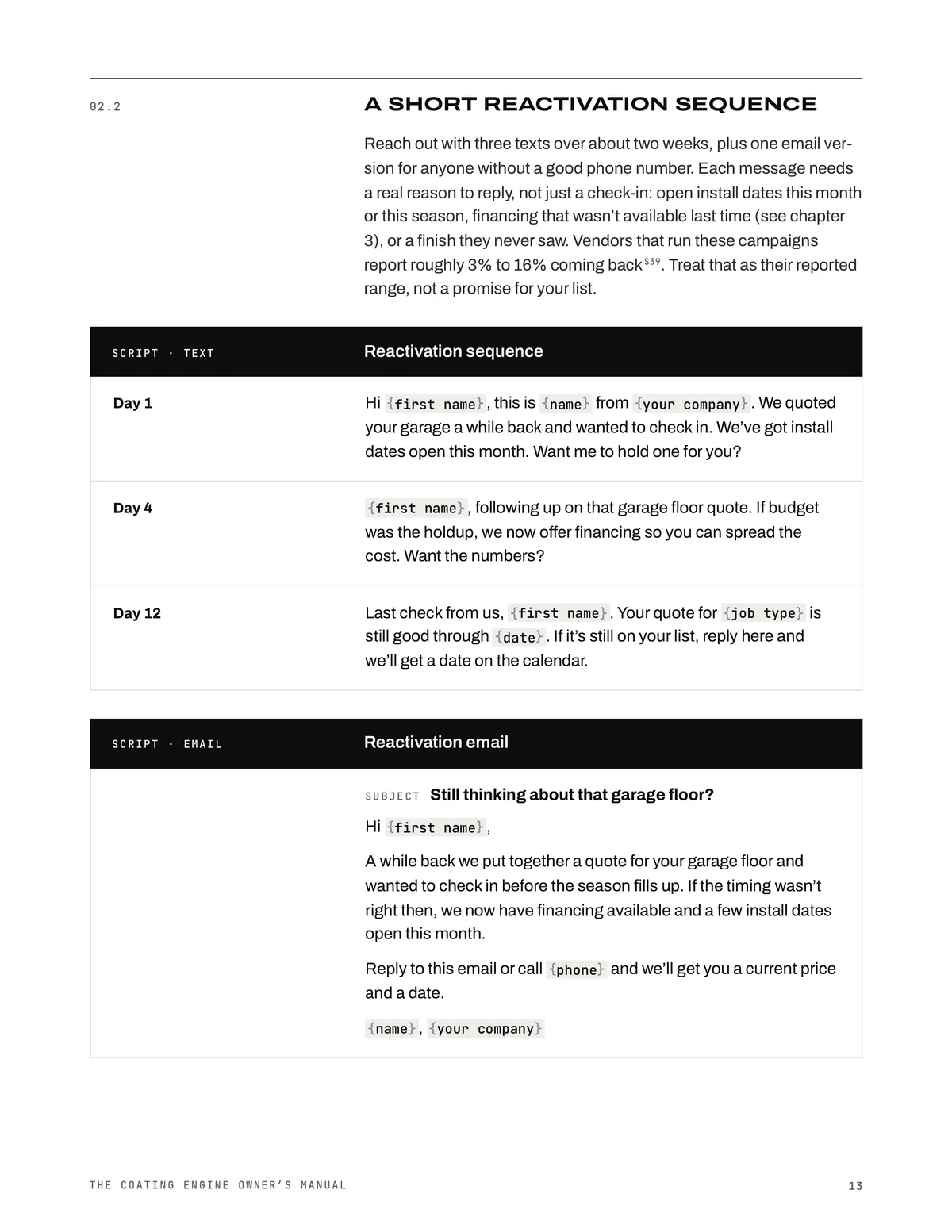 Right page: Three texts that wake up old quotes